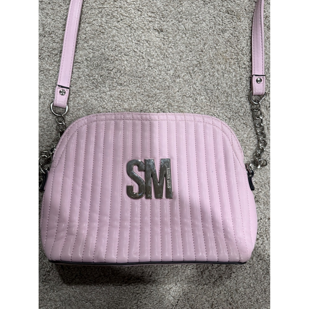 Steve Madden Pink Quilted Chain Crossbody Bag SM Logo Convertible Strap